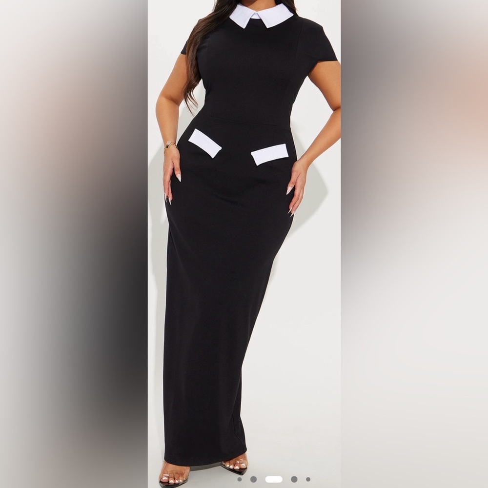 Fashion Nova Black Maxi Dress with White Accents